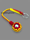 Decorative Paracord Wrapped 1.5 inch Steel Ball in Red and Gold Keychain monkey fist style