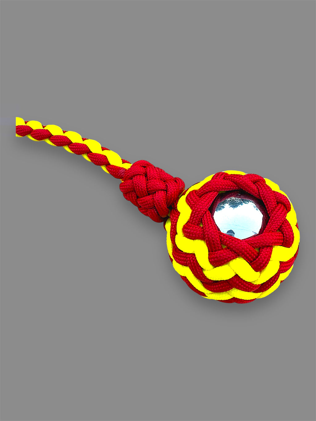 Decorative Paracord Wrapped 1.5 inch Steel Ball in Red and Gold Keychain monkey fist style