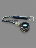 Decorative Paracord Wrapped 1.5 inch Steel Ball in Black and Tan Camo Keychain monkey fist style