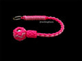 Decorative Paracord Wrapped 1 inch Steel Ball in Hot Pink and Soft Pink Keychain monkey fist style on a split ring