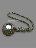 Decorative Paracord Wrapped 2 inch Steel Ball in OD Green and Waterfowl Camo monkey fist style with a handle