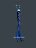 Paracord Decorative Keychain in Blue, Black, and Blue with White Diamonds on a split ring with hex nut