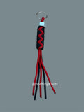 Paracord Decorative Keychain in Black and Red on a split ring with hex nut