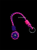 Decorative Paracord Wrapped 1.25 inch Steel Ball in Hot Pink and Acid Purple Keychain monkey fist style