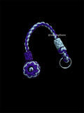 Decorative Paracord Wrapped 1.25 inch Steel Ball in Gray and Acid Purple Keychain monkey fist style
