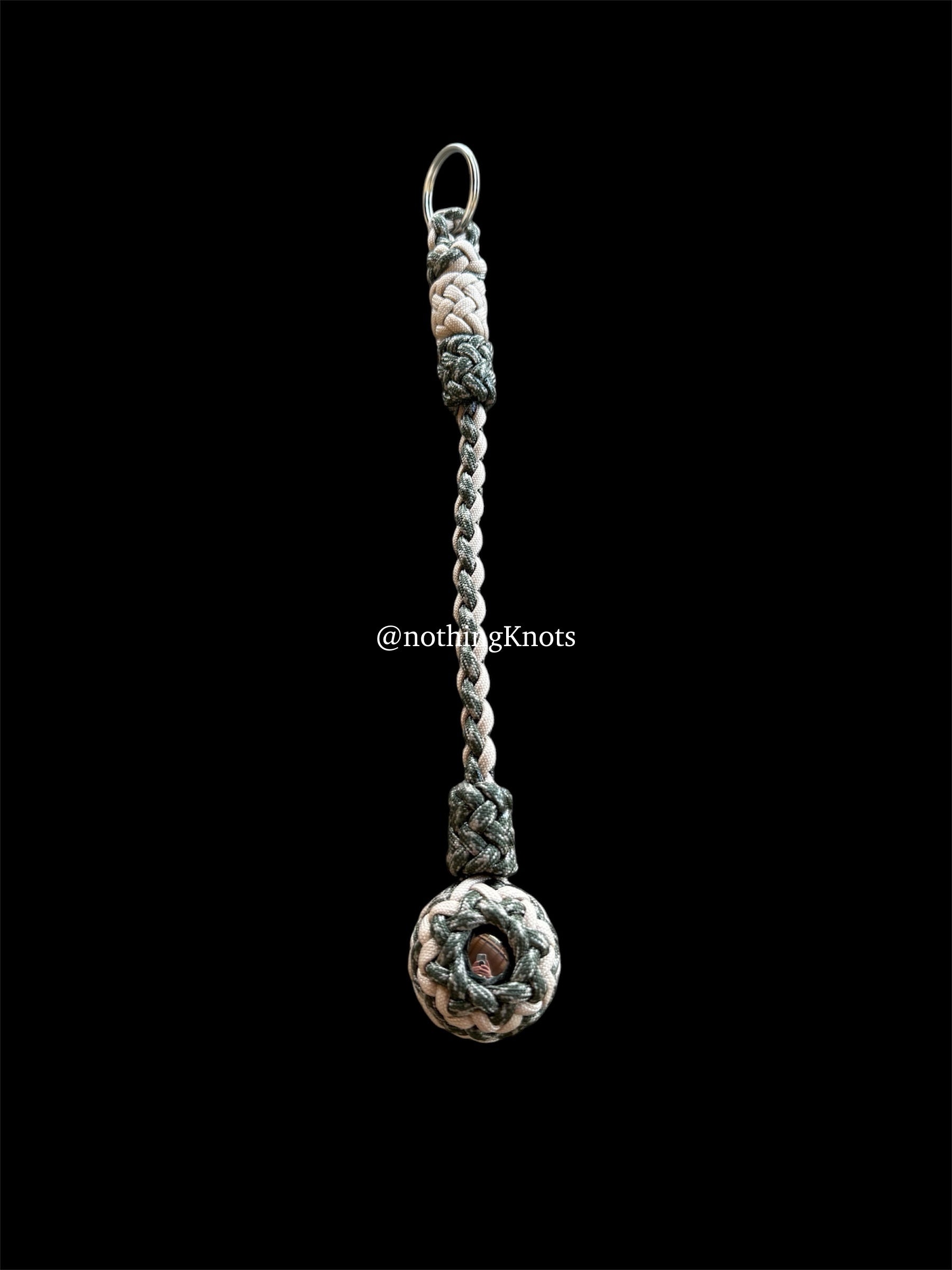 Decorative Paracord Wrapped 1.25 inch Steel Ball in Tan and Camo Keychain