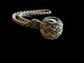 Decorative Paracord Wrapped 1.5 inch Steel Ball in Tan and ACU Camo monkey fist style with a handle